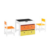 SoBuy Tavolo per bambini con 2 sgabelli Set mobili per bambini Tavolo da gioco con spazio di archiviazione Bianco 60x60x50cm KMB75-K-W