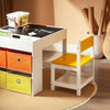 SoBuy Tavolo per bambini con 2 sgabelli Set mobili per bambini Tavolo da gioco con spazio di archiviazione Bianco 60x60x50cm KMB75-K-W