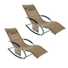 Sobuy 2 x Garden Deckchair люлеещи се фотьойли с глава за глава и кафяв джоб OGS28-BRX2