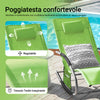 Sobuy 2 x Garden Deckchair люлеещи се фотьойли с облегалка и зелен джоб OGS28-Grx2