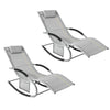 Sobuy 2 x Garden Deckchair Разтърсвайки фотьойли с глава за глава и сив джоб OGS28-HGX2