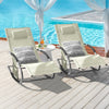Sobuy 2 x Garden Deckchair Разтърсвайки фотьойли с глава за глава и бежов джоб OGS28-Mix2