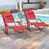 Sobuy 2 x Garden Deckchair Разтърсвайки се фотьойли с облегалка за глава и червен джоб OGS28-RX2