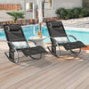 Sobuy 2 x Garden Deckchair Разтърсвайки фотьойли с облегалка за глава и черен джоб OGS28-shch