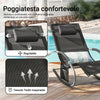 Sobuy 2 x Garden Deckchair Разтърсвайки фотьойли с облегалка за глава и черен джоб OGS28-shch