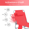 SoBuy OGS35-R Sdraio da Giardino Reclinabile Lettino Prendisole con Cuscino e Tasca Laterale Sedia Sdraio da Esterno per Patio Campeggio Spiaggia Sdraio Pieghevole da Giardino Rosso 155x56x81cm