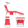 SoBuy OGS48-R Sdraio da Giardino Reclinabile Lettino Prendisole Pieghevole con Cuscino Tasca Laterale e Parasole Sedia Sdraio da Esterno per Patio Campeggio Spiaggia Rosso 155x56x81cm