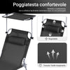 SoBuy OGS48-SCH Sdraio da Giardino Reclinabile Lettino Prendisole Pieghevole con Cuscino Tasca Laterale e Parasole Sedia Sdraio da Esterno per Patio Campeggio Spiaggia Nero 155x56x81cm