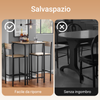 SoBuy OGT27-N Set 3 pezzi Tavolo da bar alto per cucina con 2 sgabelli, tavolino salvaspazio per casa e balcone, mobile bar esterno, penisola cucina, stile industriale, MDF & metallo, L60xP60xA97 cm