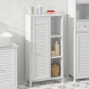 SoBuy BZR39-W Mobiletto da Bagno – Armadio da Bagno Stretto con Porta Lamellata e 3 Ripiani Aperti, Mobile Salvaspazio, Resistente all'Umidità, Colonna per Cucina e Soggiorno, Bianco, 48x96x24cm