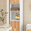 SoBuy BZR74-W Mobile Alto per Bagno - Colonna da Bagno Salvaspazio con Cesto Portabiancheria Pieghevole, Stretto Mobiletto in Legno Resistente all’Umidità, Bianco, 31x170x32 cm
