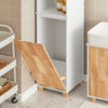 SoBuy BZR74-W Mobile Alto per Bagno - Colonna da Bagno Salvaspazio con Cesto Portabiancheria Pieghevole, Stretto Mobiletto in Legno Resistente all’Umidità, Bianco, 31x170x32 cm