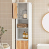 SoBuy BZR74-W Mobile Alto per Bagno - Colonna da Bagno Salvaspazio con Cesto Portabiancheria Pieghevole, Stretto Mobiletto in Legno Resistente all’Umidità, Bianco, 31x170x32 cm