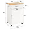 SoBuy FKW102-WN Carrello cucina mobile cucina salvaspazio mobiletto cucina con cassetto e anta credenza cucina madia cucina bianco-naturale 68x46x90cm