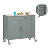 SoBuy Credenza isola cucina grigio chiaro con piano in acciaio 107x46x94cm FKW108-HG