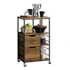 SoBuy FKW111-PF Carrello per Cucina con 4 Ruote e Cassetti - Mobile Industriale Salvaspazio Marrone 89x53x37cm per Piccoli Spazi