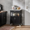 SoBuy FKW22-SCH Carrello cucina salvaspazio con piano di lavoro – Mobile cucina con ruote, ideale come mobiletto cucina, credenza compatta o mobile microonde – Disponibile in Nero 60x92x45cm