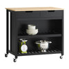 SoBuy FKW74-SCH Mobile Cucina Salvaspazio Carrello Cucina con Ruote Credenza Cucina Mobiletto Cucina Dispensa Isola Cucina Mobile Cucina con Cassetti Piano in Legno Nero 98x94x58 cm