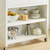SoBuy FKW74-WN Mobile Cucina Salvaspazio Carrello Cucina con Ruote Credenza Cucina Mobiletto Cucina Dispensa Isola Cucina Mobile Cucina con Cassetti Piano in Legno Bianco-Naturale 98x94x58 cm
