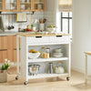 SoBuy FKW74-WN Mobile Cucina Salvaspazio Carrello Cucina con Ruote Credenza Cucina Mobiletto Cucina Dispensa Isola Cucina Mobile Cucina con Cassetti Piano in Legno Bianco-Naturale 98x94x58 cm