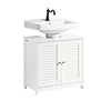SoBuy FRG237-II-W - Mobile Sottolavello con Anta a Lamelle e Mensole Regolabili, Antimuffa, MDF, Bianco, 60x58x35 cm