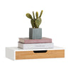 SoBuy FRG92-WN Mensola a Parete con Cassetto - Mensola Galleggiante Moderna per Ingresso, Soggiorno & Camera - Bianco & Naturale 40x24x8cm