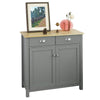 SoBuy FSB25-HG Credenza soggiorno Vetrina soggiorno grigio con 2 cassetti e 2 ante L80*P36*A81 cm