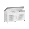 SoBuy FSR102-W Scarpiera Panca Contenitore con 2 Ante - Panca Ingresso Salvaspazio, Vano Portaoggetti, Design Semplice e Compatto, Facile Installazione, Colore Bianco, L90xP33xA50 cm