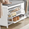 SoBuy Scarpiera armadio con cuscino Scarpiera panca da ingresso con 1 ribalta e 1 ripiano a giorno 82x35x53cm FSR105-W