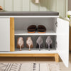 SoBuy FSR117-W Panca Scarpiera Ingresso con Seduta, Cassapanca Contenitore da Interno con 2 Ante, in Legno ingegnerizzato e Bambù 90x34x46 cm, Bianco