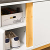 SoBuy FSR117-W Panca Scarpiera Ingresso con Seduta, Cassapanca Contenitore da Interno con 2 Ante, in Legno ingegnerizzato e Bambù 90x34x46 cm, Bianco