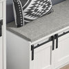 SoBuy FSR133-W Panca Scarpiera Ingresso con Seduta e Vano Contenitore con Ante Scorrevoli - 120x35x45cm - Capacità di Carico Fino a 200kg, Design Salvaspazio per Ingresso e Camera da Letto, MDF E1