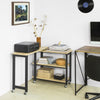 Масичка за кафе Sobuy с масичка с форма на LA с 2 рафта, ъглова конзола на бюрото индустриален стил, L133xp69xa30cm, FWT83-N