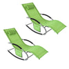 Sobuy 2 x Garden Deckchair люлеещи се фотьойли с облегалка и зелен джоб OGS28-Grx2