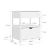 SoBuy FRG258-II-W Bedroom Bedside Table - Bedside Table with 2 Drawers and 1 Shelf, Living Room Coffee Table - Modern Chest of Drawers L45 x D38 x H55 cm White