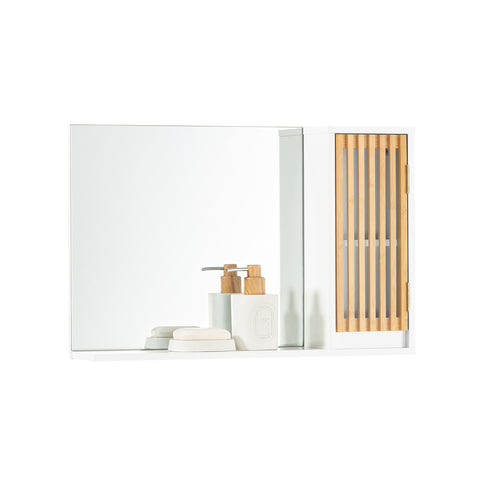 Pensile armadietto con specchio in bambù 60x12x40cm BZR128-W