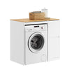 SoBuy BZR223-WN, Ντουλάπι πλυντηρίου ρούχων με καλάθι ρούχων 100x60x95 cm Πλυντήριο & Μπάνιο | Ντουλάπι πάνω από πλυντήριο ρούχων, κάλυμμα πλυντηρίου ρούχων με αφαιρούμενο αεραγωγό, λευκή και ξύλινη ντουλάπα