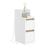 SoBuy FBT149-WN Slim Bedside Table with 2 Drawers and Shelf - White Night Table 20x35x60 cm