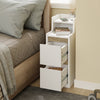 SoBuy FBT149-WN Slim Bedside Table with 2 Drawers and Shelf - White Night Table 20x35x60 cm