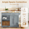 SoBuy FKW129-HG, Νησί κουζίνας με πτυσσόμενο επάνω μέρος και κρυφούς τροχούς 115x68,7x91 cm | Καρότσι κουζίνας με 2 συρτάρια, ρυθμιζόμενα ράφια και κρεμάστρα για πετσέτες, 98 κιλά, MDF/PB, για κουζίνα και βεράντα