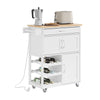 SoBuy FKW45-E-WN, καρότσι κουζίνας με πρίζες, 75x37,6x86,5 cm, κουζίνα και καφές | Έπιπλο κουζίνας εξοικονόμησης χώρου με θήκη για μπουκάλια και εναλλάξιμα πόδια, καρότσι κουζίνας με ρόδες και επάνω μέρος, MDF/PB