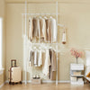 Телескопична закачалка за дрехи SoBuy FRG109-II-W, здрава стойка за дрехи с пръти, регулируем отворен гардероб за спалня, бяла закачалка за дрехи