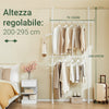 Телескопична закачалка за дрехи SoBuy FRG109-II-W, здрава стойка за дрехи с пръти, регулируем отворен гардероб за спалня, бяла закачалка за дрехи