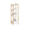 SoBuy FRG226-F Platzsparender Badezimmerschrank mit 3 stabilen Regalen – Schmaler Badezimmerschrank aus MDF bis 30 kg, holzfarbener Badezimmerschrank für kleine Badezimmer 28 x 20 x 74 cm