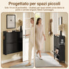 SoBuy FSR100-W Raft pentru pantofi de intrare subțire, cu economie de spațiu, dulap pantofi cu 4 uși reglabile cu clapete din lemn Dulap pentru pantofi înalt și îngust pentru hol, 100x19x91 cm, alb