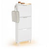 SoBuy FSR151-H-E-W Scarpiera Salvaspazio Slim, Scarpiera Ingresso, Scarpiera Legno con Luce LED Sensor e Profondità 19 cm, per Ingresso e Corridoio, per Piccoli Spazi, Bianco, 50 x 19 x 131 cm