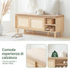 SoBuy FSR163-N + FSR160-N, Σετ εισόδου από φυσικό ξύλο με ντουλάπι και παπούτσια πάγκου με συρόμενες πόρτες | Modular Design