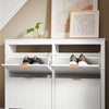 SoBuy FSR186-II-W, спестяваща бяло място тънка поставка за обувки - Входна поставка за обувки с 4 капака на вратите, тънка поставка за обувки с 8 отделения за коридор и спалня - MDF, 104x23x82cm