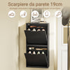 SoBuy FSR204-W slimpazio Slim Slipagle Intrare cu 2 atracții Basculante, ansamblu vertical/orizontal, mobilă din lemn modern pentru coridio mic, 50x19x100cm