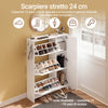 SoBuy FSR220-W, Σχάρα παπουτσιών που εξοικονομεί χώρο 24 cm Είσοδος Nordic Design | Σχάρα παπουτσιών με πορτάκι, χωρητικότητας 12 ζεύγη + 3 πλευρικές, ιδανική για διαδρόμους και μικρούς χώρους